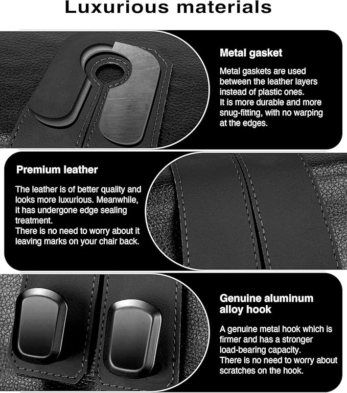 2 Pcs Leather Car Seat Headrest Hooks - Universal Multipurpose Backseat Organizer for Purses, Bags, Groceries & Phones