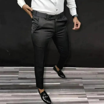 Premium Waist Adjustable Lycra Men's Trouser (Black And Grey) (Pack of 2)
