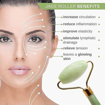 Hanglow Facial Massager Jade Roller & Gua Sha Tool Natural Himalayan Stone for Face Neck Healing Skin Wrinkles & Serum Application (Copy) - CL-RA-1920